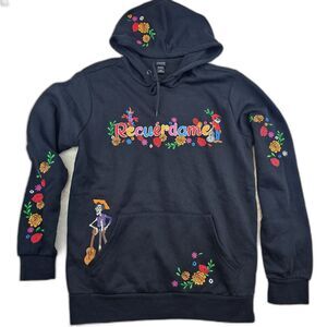 Disney Pixar Embroidered Coco Hector & Miguel Hoodie Black Unisex Size Small